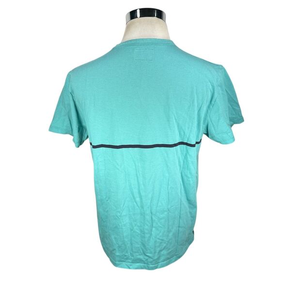 Todd Snyder T-Shirt Men’s Large Aqua Blue Stripe Crew Neck Pullover 100% Cotton - Picture 4 of 9